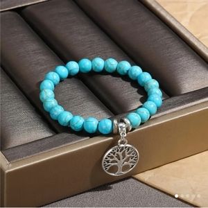 Turquoise Tree Of Life Beaded Turquoise Bracelet